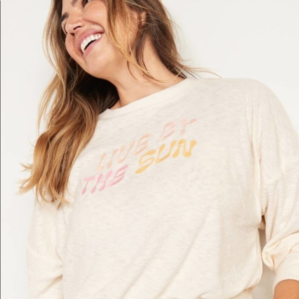 Old Navy Loose cropped long sleeve performance slub knit sweatshirt